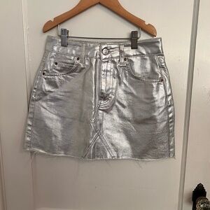 Topshop Silver Mini Skirt